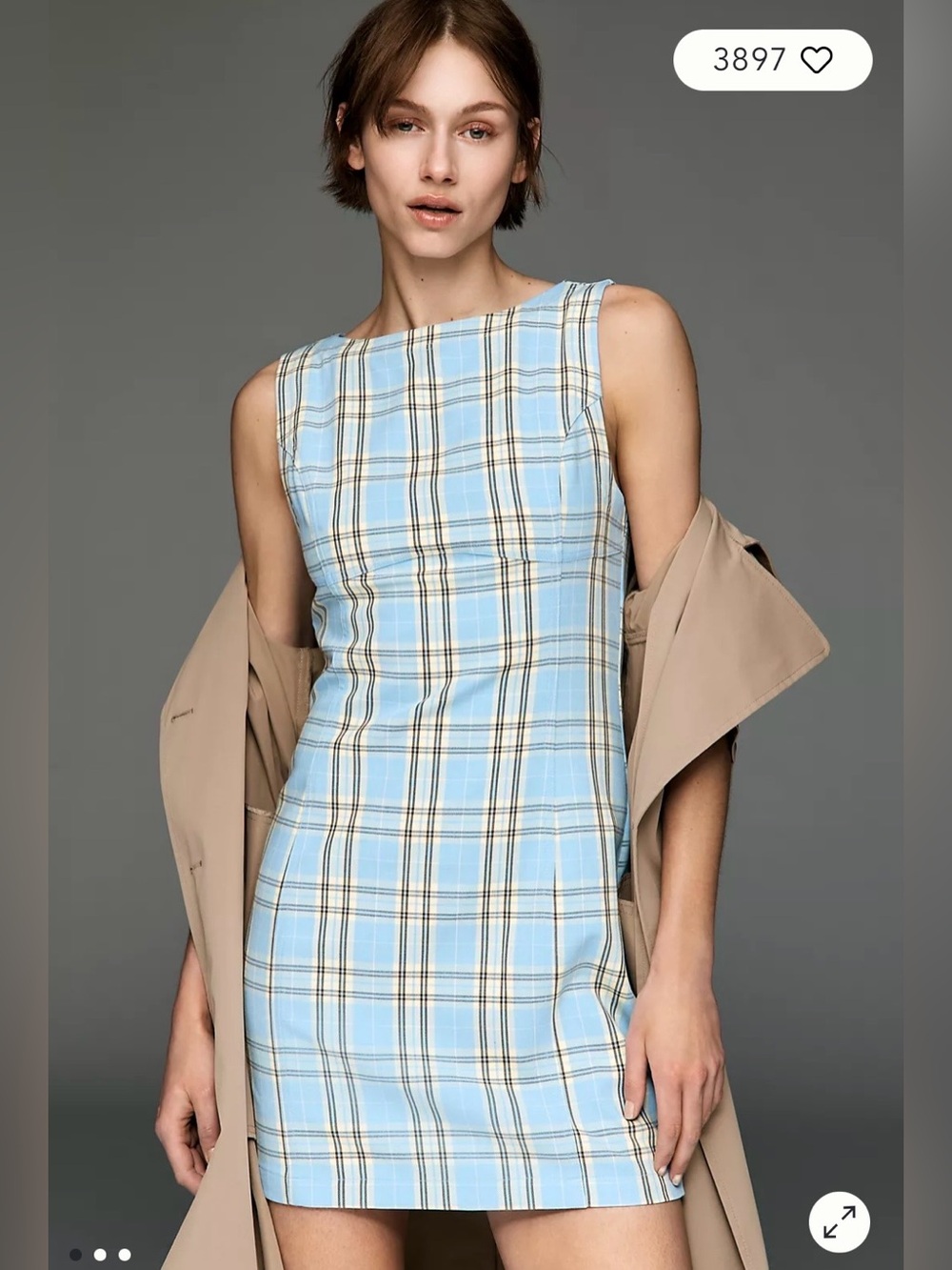 Pilcro/Anthropologie The Percie Plaid Mini Dress in Blue Plaid. NWT